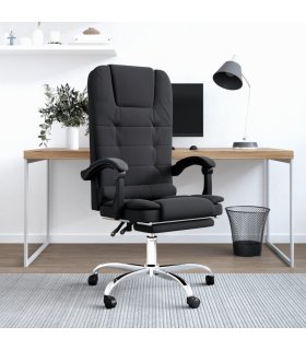 Silla de oficina reclinable masaje cuero sintético negro