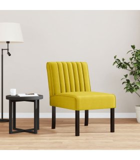 Silla tapizada de terciopelo amarillo