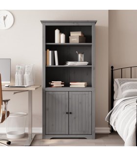 Librería BODO madera maciza de pino gris 82x40x173 cm