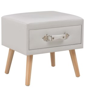 Mesita de noche blanco 40x35x40 cm cuero sintético