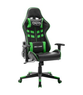 Silla de gaming de cuero sintético negro y verde