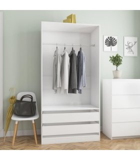 Armario de madera contrachapada blanco brillo 100x50x200 cm
