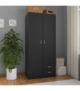 Armario de madera contrachapada negro 80x52x180 cm