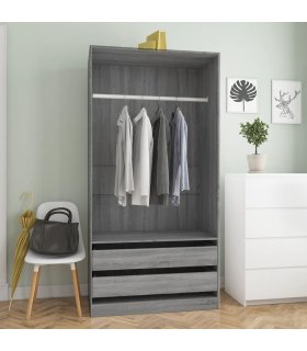 Armario de madera contrachapada gris Sonoma 100x50x200 cm