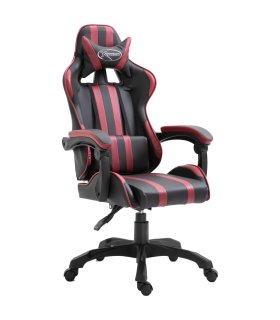 Silla de gaming de cuero sintético color vino tinto
