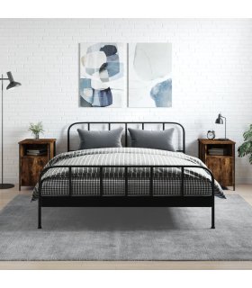 Mesitas noche 2 uds madera contrachapada roble humo 40x42x60 cm