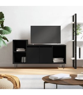 Mueble para TV madera contrachapada negro 100x35x55 cm