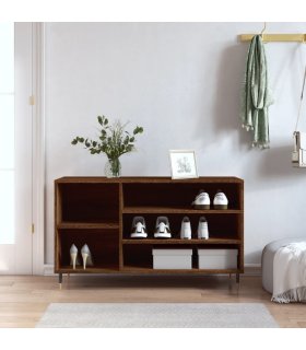 Mueble zapatero madera contrachapada roble marrón 102x36x60 cm