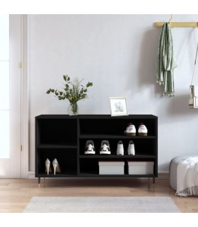 Mueble zapatero madera contrachapada negro 102x36x60 cm