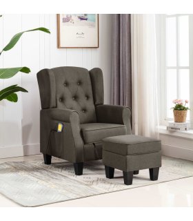Sillón de masaje con reposapiés tela gris taupé
