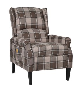 Sillón de masaje reclinable de tela beige