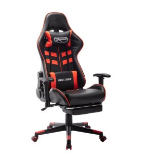 Silla de gaming con reposapiés cuero sintético negro y rojo