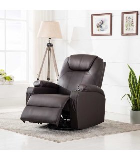 Sillón de masaje mecedora de cuero sintético marrón