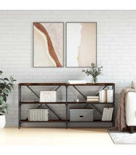 Mesa consola hierro madera ingeniería roble ahumado 160x30x75cm