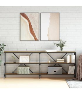 Mesa consola hierro madera ingeniería roble Sonoma 200x30x75 cm