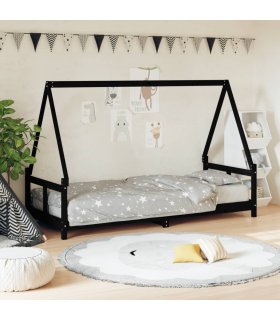Estructura de cama para niños madera de pino negro 80x200 cm