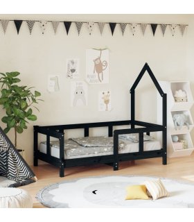 Estructura de cama para niños madera de pino negro 70x140 cm
