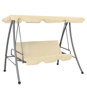 Banco columpio de exterior con dosel blanco arena