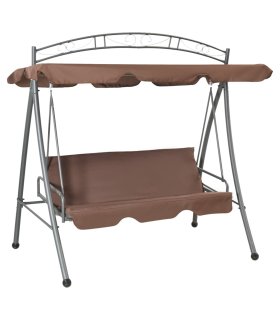 Banco columpio convertible de exterior con dosel color café