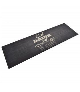 Alfombra de cocina lavable terciopelo negro 60x180 cm