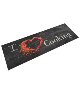 Alfombra de cocina lavable terciopelo Cooking negro 60x180 cm