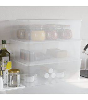 Cajas de almacenaje apilables 3 uds plástico 25 L