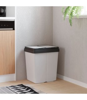 Cubo de basura doble blanco 2x25 L