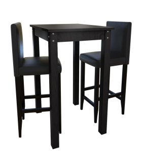 Mesa de bar con 2 sillas de barra negras