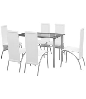 Conjunto de comedor de siete piezas blanco