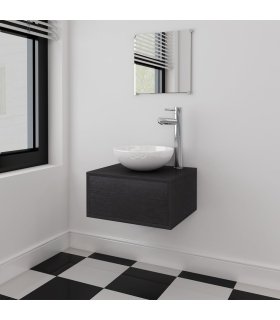 Conjunto de mueble y lavabo 3 piezas negro