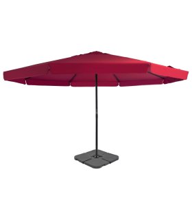 Sombrilla de jardín con base portátil rojo