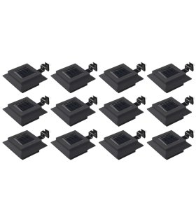 Lámparas solares cuadradas de exterior negras 12 uds LED 12 cm