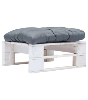 Otomana de palets de jardín con cojín gris madera blanca