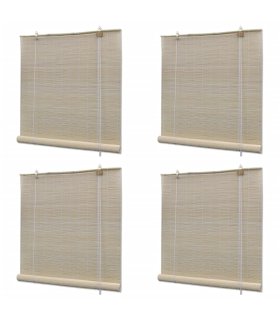 Estor enrollable de bambú natural 4 unidades 120x160 cm