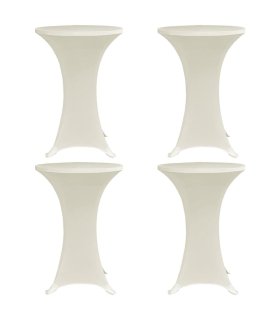Mantel elástico para mesa alta 4 unidades color crema Ø60 cm