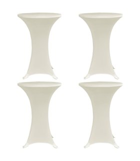 Mantel elástico para mesa alta 4 unidades color crema Ø80 cm