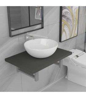 Conjunto de muebles de baño 2 piezas cerámica gris