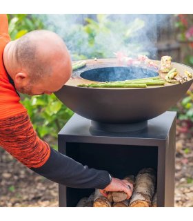 RedFire Chimenea de jardín con barbacoa y cubierta ONYX Classic 60 cm
