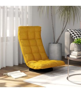 Silla de suelo giratoria de tela amarillo mostaza
