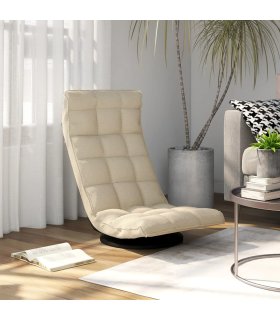 Silla de suelo giratoria de tela crema