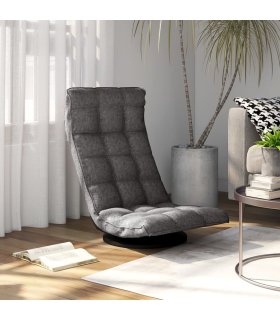 Silla de suelo giratoria de tela gris claro