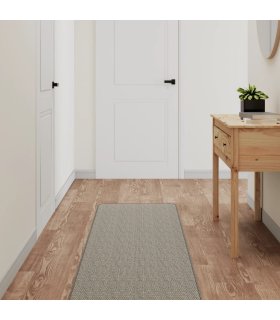 Alfombra de pasillo con aspecto de sisal plateada 50x250 cm