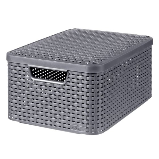 Curver Caja de almacenamiento con tapa Style M 18L plateado metálico