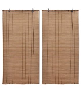 Estor enrollable de bambú 2 unidades marrón 80x160 cm