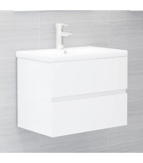 Mueble con lavabo madera de ingeniería blanco brillo