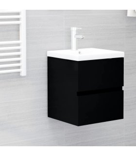 Mueble con lavabo negro madera contrachapada
