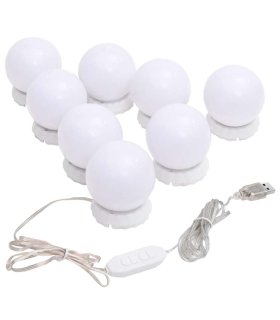 Luz de espejo con 8 bombillas LED blanco cálido y blanco frío