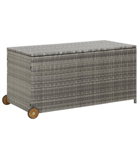 Caja almacenaje jardín ratán sintético gris claro 120x65x61 cm