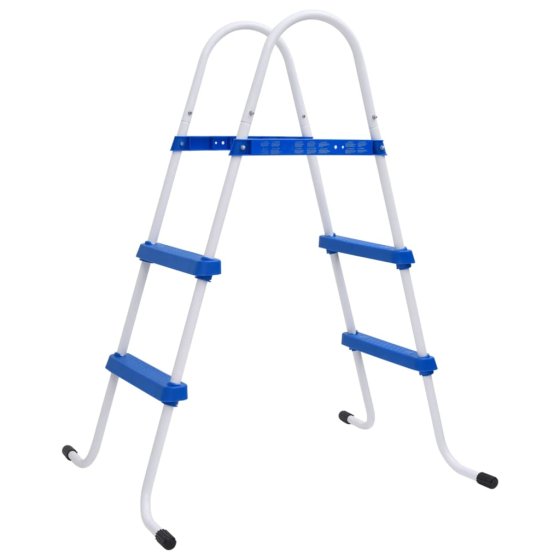 Escalera para piscina acero azul y blanco 84 cm