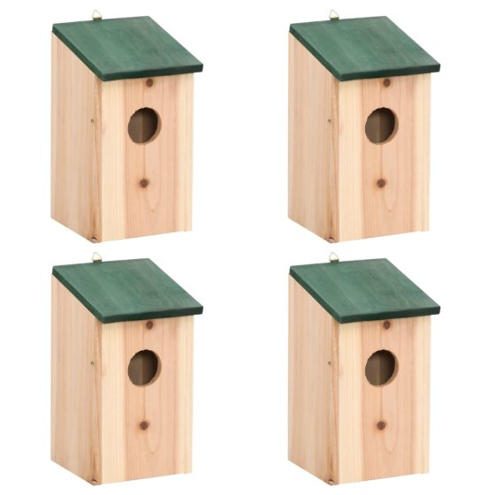 Casa para pájaros 4 unidades madera 12x12x22 cm